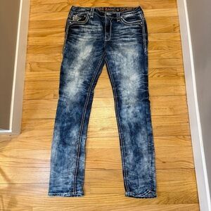 Women's Rock Revival DeLu Mid Rise Straight 34X34